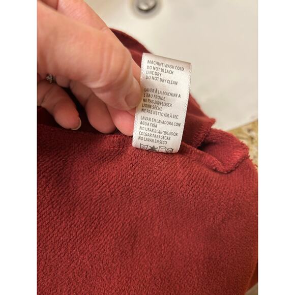 Good American Sueded Fleece Shacket Shirt Jacket Burgundy Size 3-4 - Picture 9 of 9